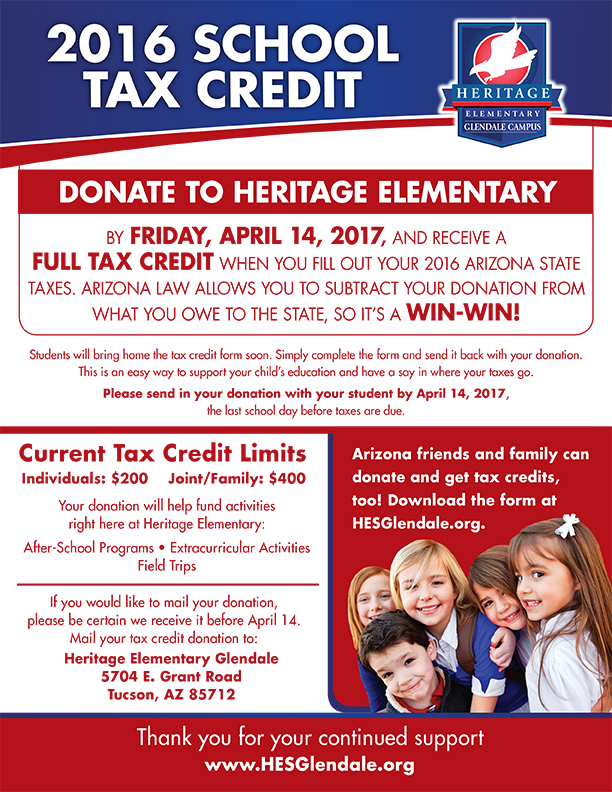 Donate to Heritage Elementary & Receive a State Tax Credit