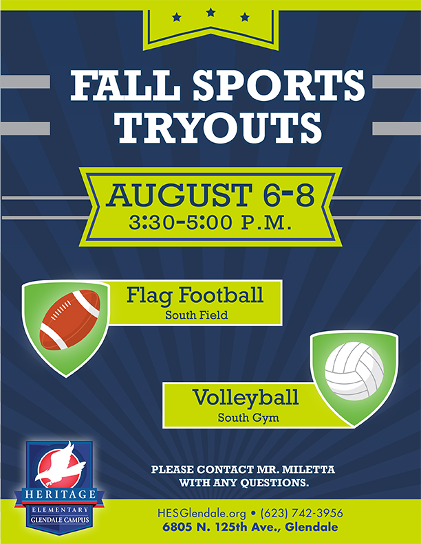 Try out for Heritage Volleyball or Flag Football