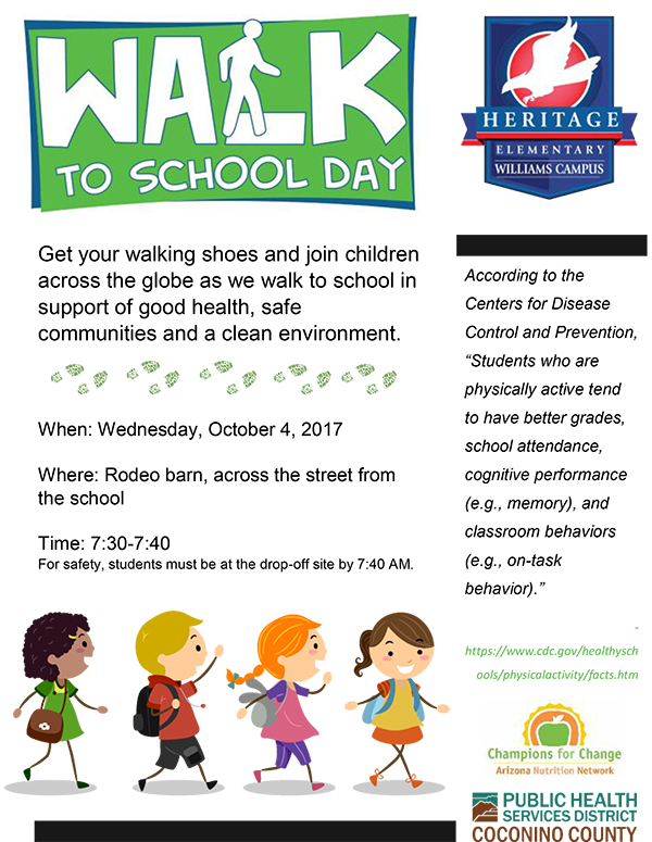 October 4 is National Walk to School Day Heritage Elementary Schools